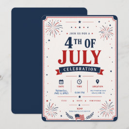Convites Celebração Patriótica Clássica de Fogo de Artifíci