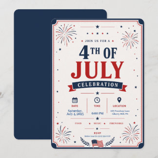 Convites Celebração Patriótica Clássica de Fogo de Artifíci