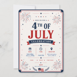 Convites Celebração Patriótica Clássica de Fogo de Artifíci
