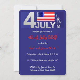 Convites Celebração Patriótica Editável do Dia 4 de Julho