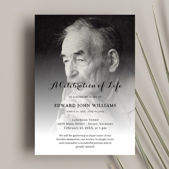 Convites Celebração personalizada de fotos do Funeral Life (Custom Photo Celebration of Life Invitation)