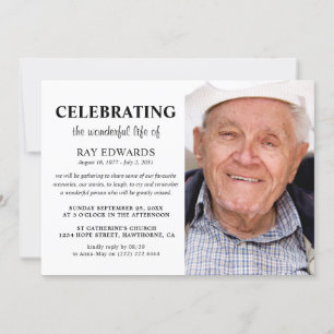 Convites Celebração Personalizada do Memorial Funeral da Vi