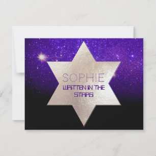 Convites Celebração PixDezines Night Sky/Purple/Mitzvah