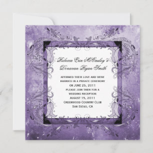 Convites Celebração Pós-Casamento Floral Roxo Grunge