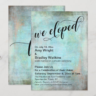 Convites Celebração Pós-Casamento Rustic Aqua Nós Fugimos