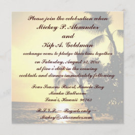 Convites Celebração romântica do casamento de praia