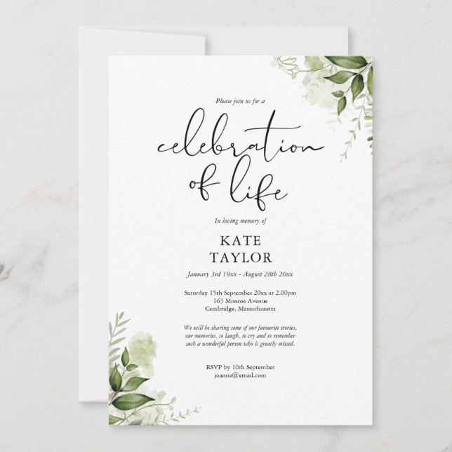 Convites Celebração russa do Funeral da Vida (Frente)