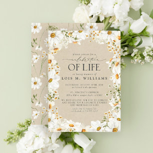 Convites Celebração Rustic Floral Daisy Watercolor da Vida