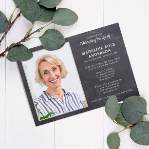 Convites Celebração Rustic Memorial Do Funeral Fotográfico