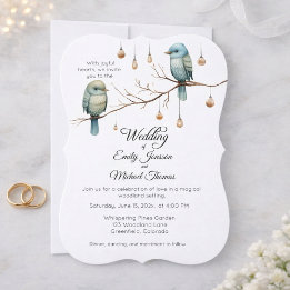 Convites Celebração Rustic Woodland Love Birds