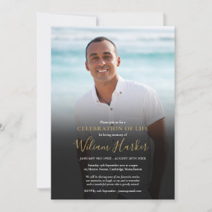 Convites Celebração Simples de Foto Moderna da Vida Funeral