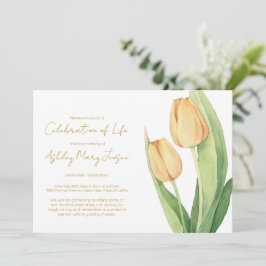 Convites Celebração Simples de Tulipas da Vida Funeral
