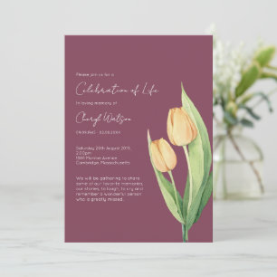 Convites Celebração Simples de Tulipas da Vida Funeral