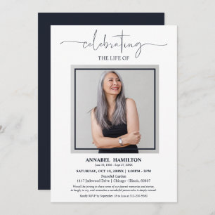 Convites Celebração Simples Elegante da Vida Foto Funeral I