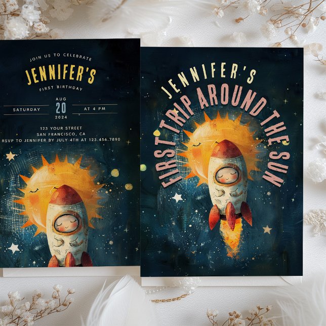 Convites Celebração Stellar: Primeiro Aniversário de Órbita (Criador carregado)