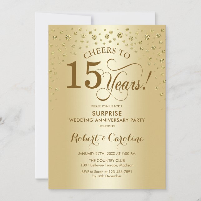 Convites Celebração Surpresa de 15 Anos (Frente)