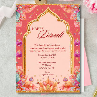 Convites Celebração Tradicional de Arte Diwali, Rosa Diwali