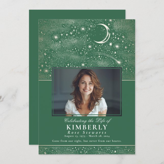 Convites Celebração Verde do Memorial do Funeral da Vida (Frente/Verso)