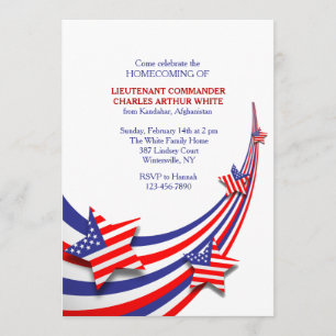 Convites Celebração Vermelha, Branca e Azul