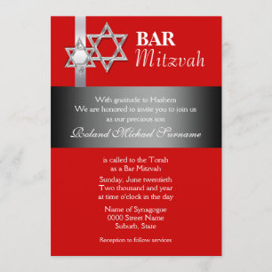 Convites Celebrações da bar vermelha mitzvah
