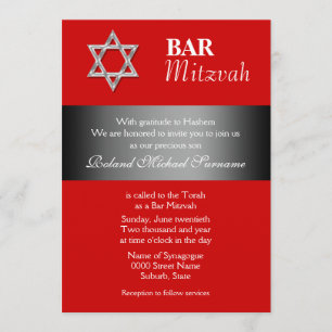 Convites Celebrações da bar vermelha mitzvah