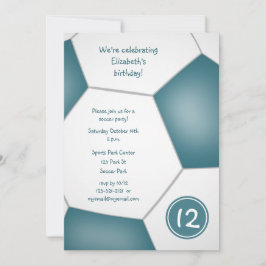Convites celebrações de aniversário de futebol de teal