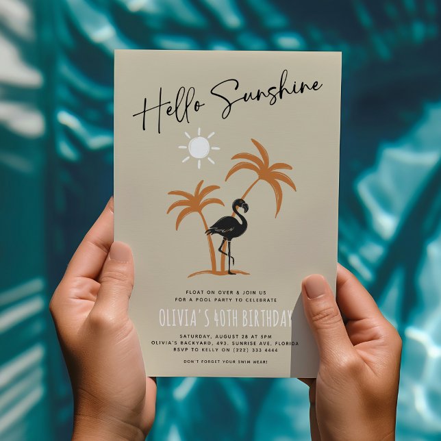 Convites Celebrações de Aniversário de Verão Flamingo (Criador carregado)