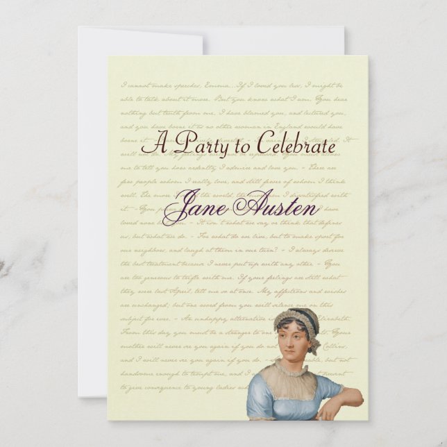 Convites Celebrações de aniversário do Partido Jane Austen (Frente)
