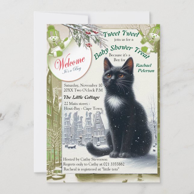 Convites Celebrações de inverno na neve, com Kittens (Frente)