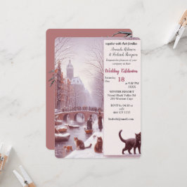 Convites Celebrações de inverno na neve, com Kittens