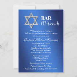 Convites Celebrações do bar azul de prata mitzvah