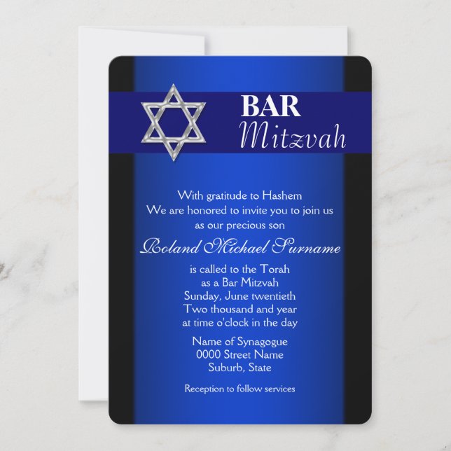 Convites Celebrações do bar azul mitzvah #4 (Frente)