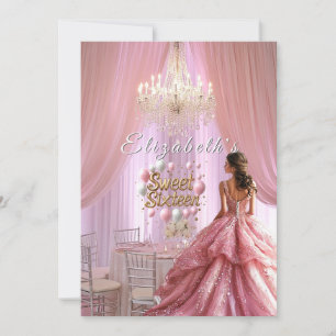 Convites Celebrações Sweet Sixteen Vestido Rosa Lustre