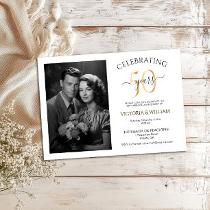 Convites Celebrando 50 Anos de Festa de Aniversário de Foto