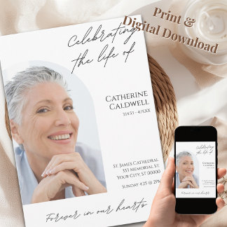 Convites Celebrando A Vida Da Foto De Arch Minimalista