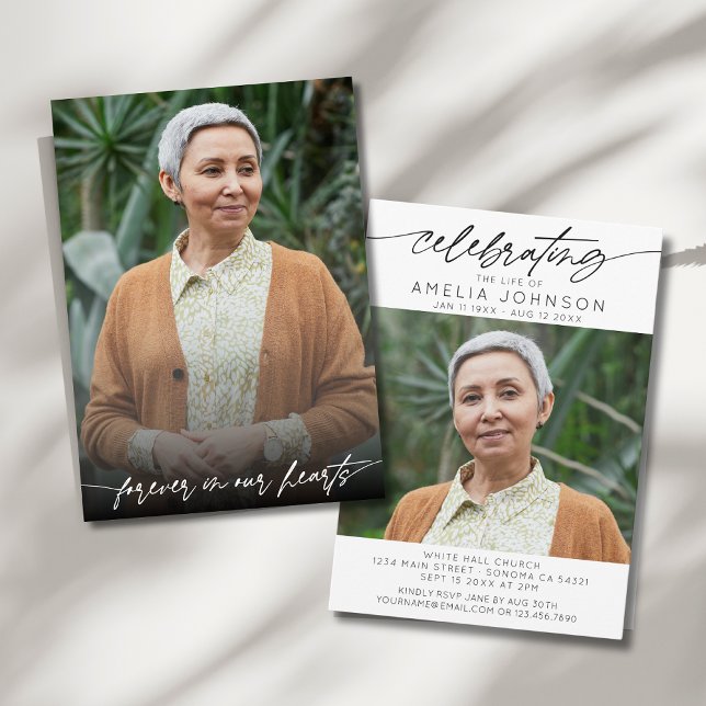 Convites Celebrando a Vida de Dois Funerais Memoriais Fotog (Criador carregado)