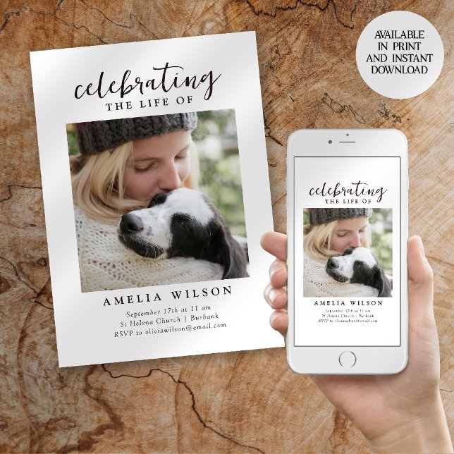 Convites Celebrando a Vida do Serviço Memorial de Fotos (Criador carregado)