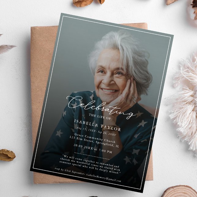 Convites Celebrando a vida | Foto Memorial Funeral Moderna (Criador carregado)