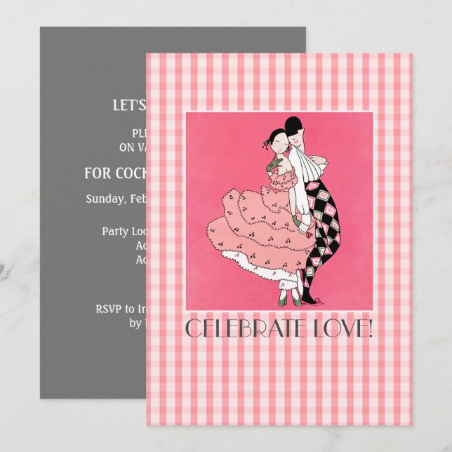 Convites Celebrar Amor! Partido do Dia de os namorados Art  (Frente/Verso)