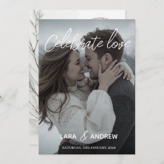 Convites Celebrar Amor Personalizado Simples Casamento Mode