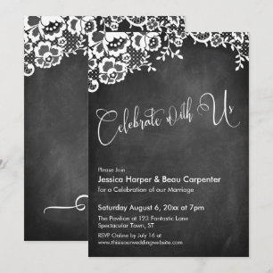 Convites Celebrar com o nosso Calligraphy Chalkboard & Lace