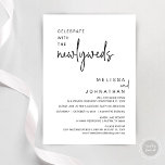 Convites Celebrar Com Os Novos Casos, Janto De Casamento<br><div class="desc">Janto de elopemento de casamento e cartão de convite de festas (Celebrar com os Newlyweds),  em temas modernos minimalistas,  negros e brancos. É perfeito para sua recepção de elopemento de casamento/convite para comemoração de casamento poste.</div>