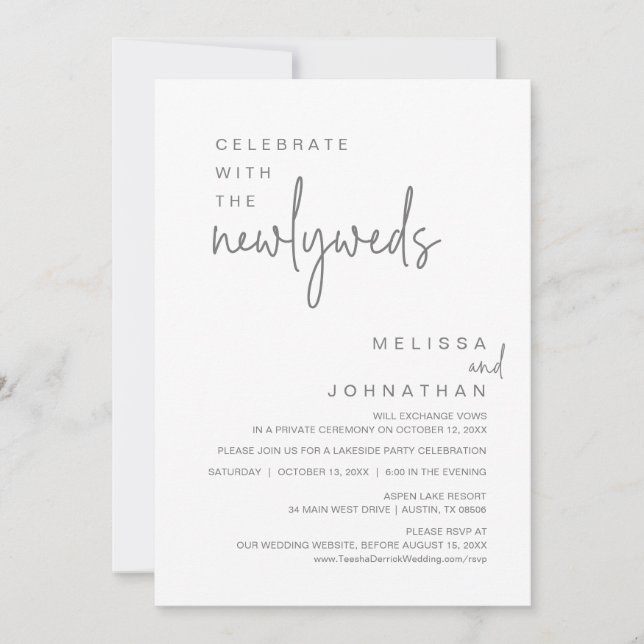 Convites Celebrar Com Os Recém-Casados, Festa de casamento (Frente)
