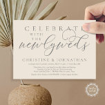 Convites Celebrar com os recém-casados, Janto Casamento<br><div class="desc">Elegantemente anuncie sua alegria para sempre com nossa moderna cinza romântica de natas chamada para celebração de elopementos de casamento, "Celebrar com os recém-casados". Personalizado para casais continuando sua história de amor, este convite atinge um equilíbrio perfeito de sofisticação e charme, estabelecendo a cena de um evento inesquecível. Com um...</div>