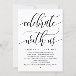 Convites Celebrar conosco, Black, Partido Elopement de Casa