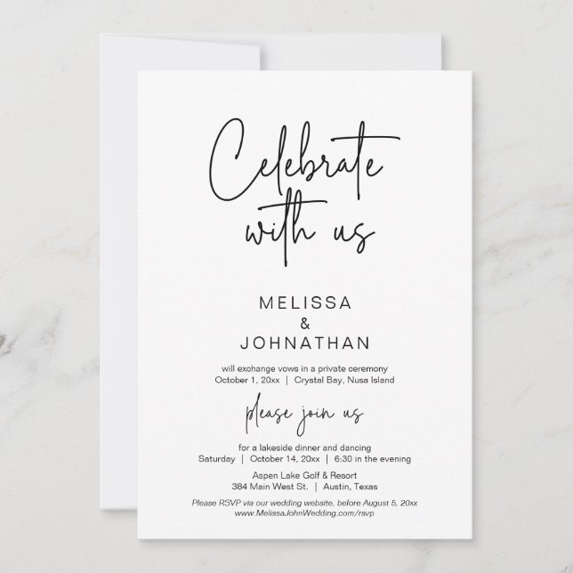Convites Celebrar conosco, Janto de Elopemento de Casamento (Frente)