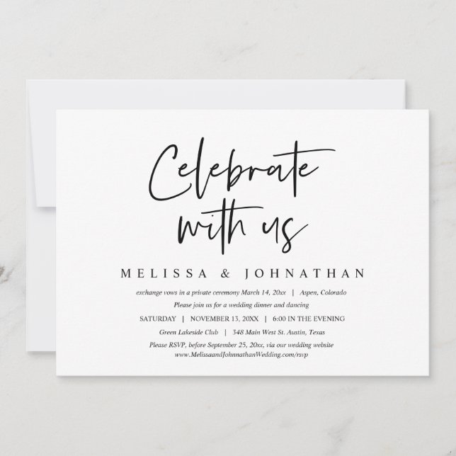Convites Celebrar conosco, Janto de Elopemento de Casamento (Frente)