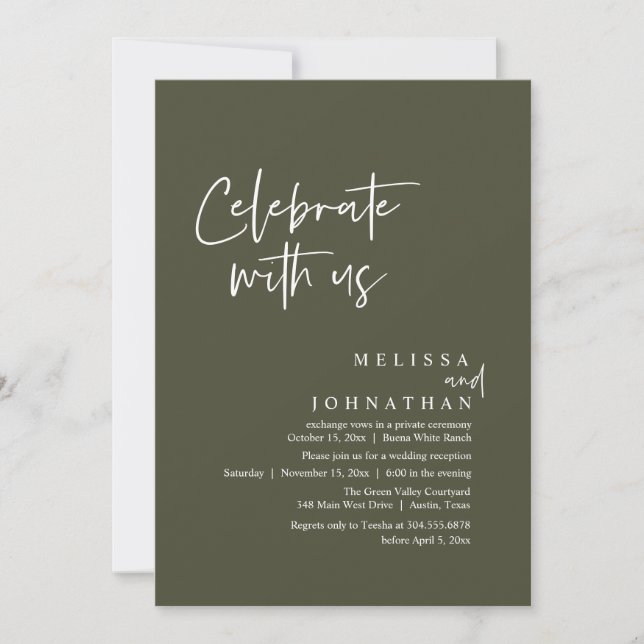 Convites Celebrar conosco, Recepção de casamento moderna (Frente)