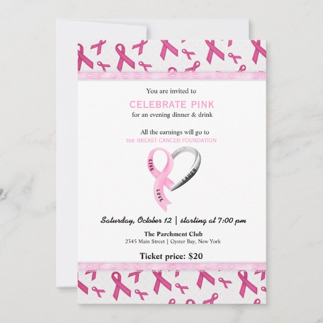 Convites Celebrar evento rosa (Frente)