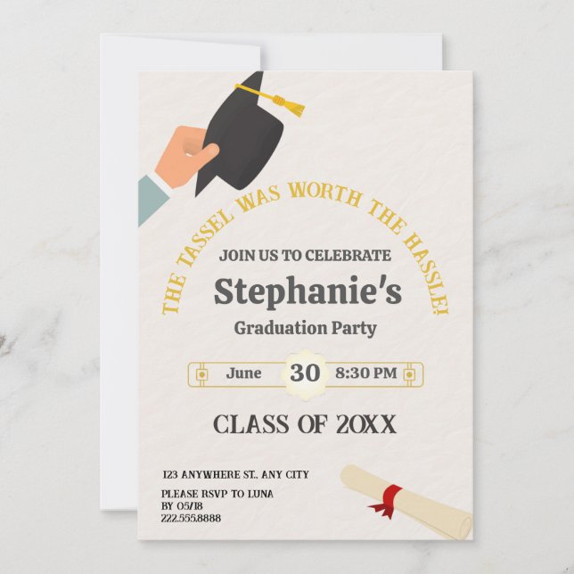 Convites Celebrar Graduação! Tassel Worth the Hassle (Frente)